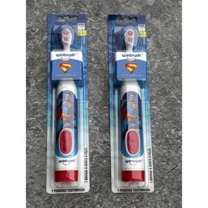 Spinbrush Superman Battery Powered Toothbrush: White, DC Comics, New Sealed 2 Pk